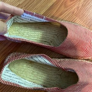 Soludos red and white striped shoes